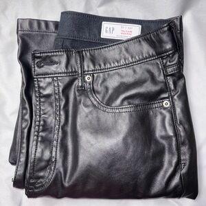 GAP Faux Leather Pants 70s Flare High Rise Black Size 31